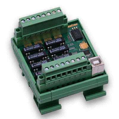 USB relay module with 8 switch-on relay outputs