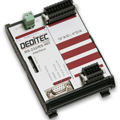 RO-SER RS-232/RS-485 - Input/output module with 16 A/D and 4 D/A outputs