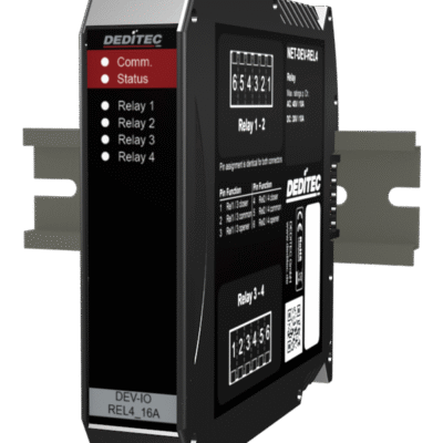 NET-DEV module with 4 changeover relay outputs (12A)