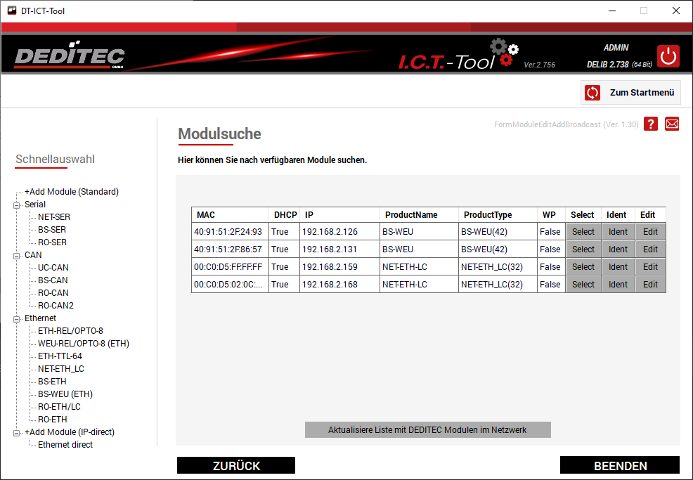 Modul Selector ETH Broadcast